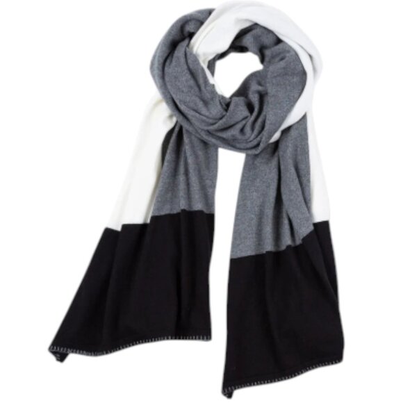 zestt Dreamsoft Colorblock Organic Cotton Travel Scarf, Wrap Gray, White, Black - Picture 2 of 7